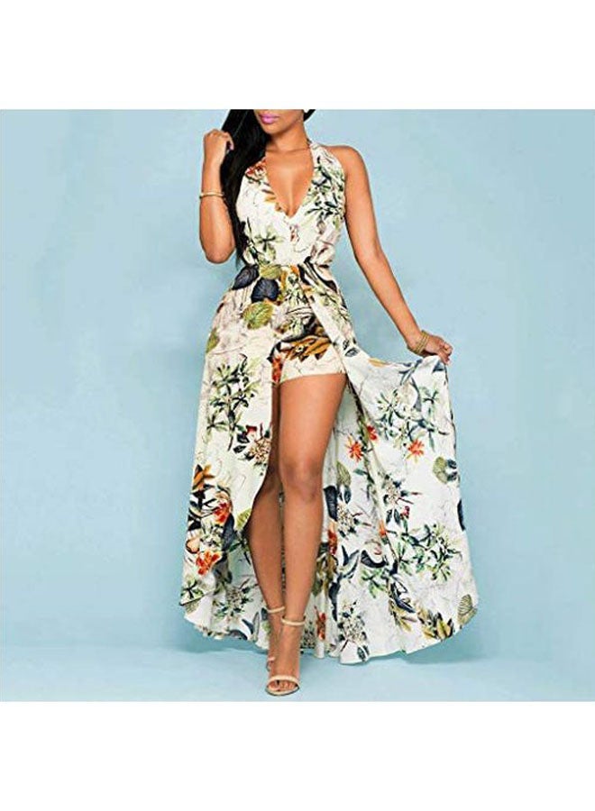 Floral Printed Maxi Dress White/Green/Orange - Image 2