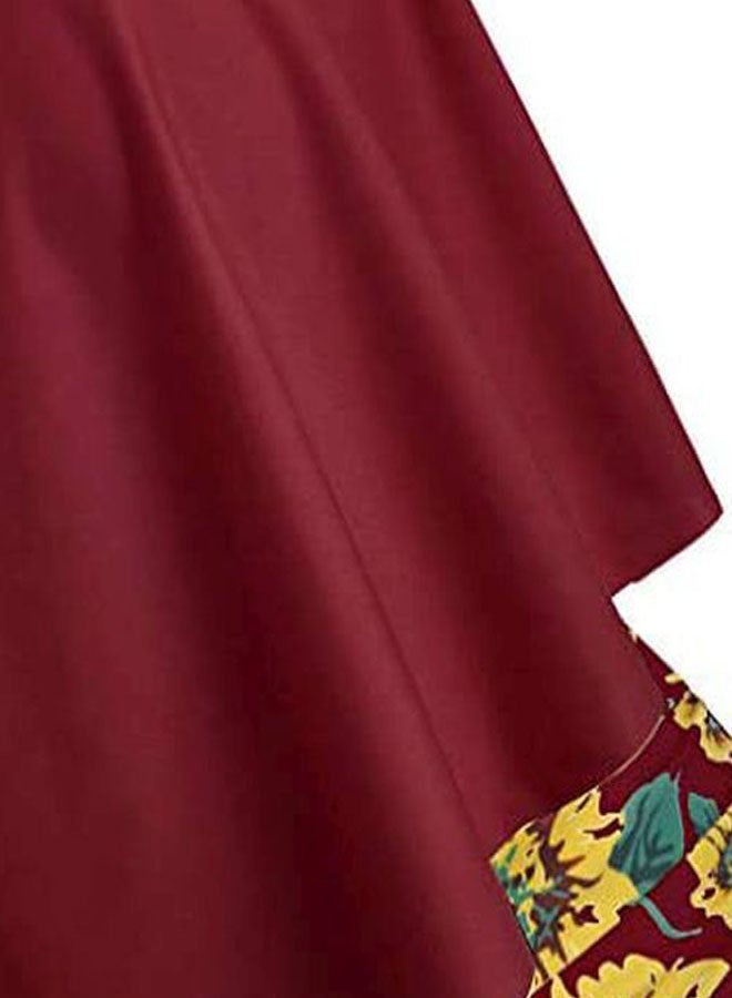 2-Piece Floral Printed Bikini Set Maroon/Yellow  - Image 3