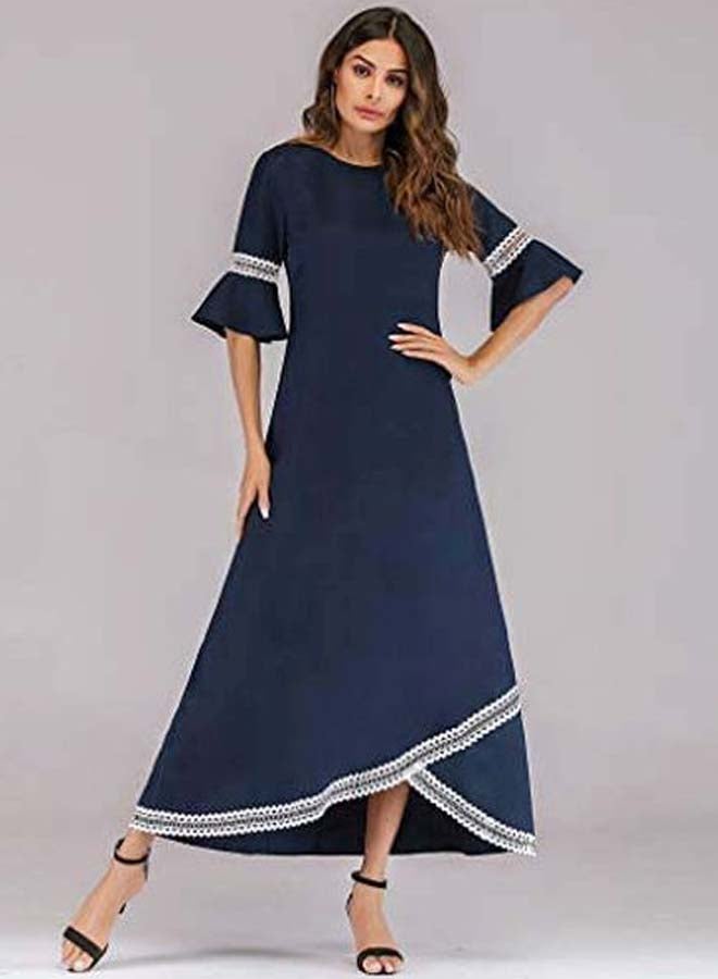 Lace Detail Maxi Dress Blue/White - Image 3