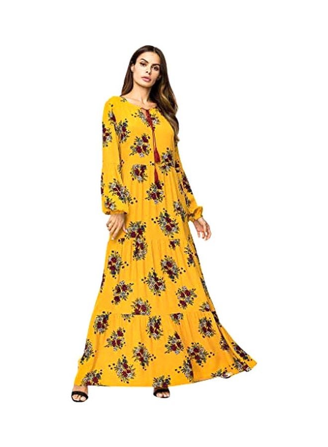 Floral Printed Maxi Dress Yellow/Red/Green  - Image 1