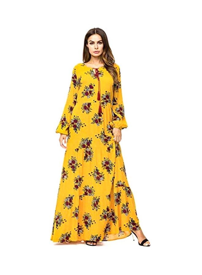 Floral Printed Maxi Dress Yellow/Red/Green  - Image 3