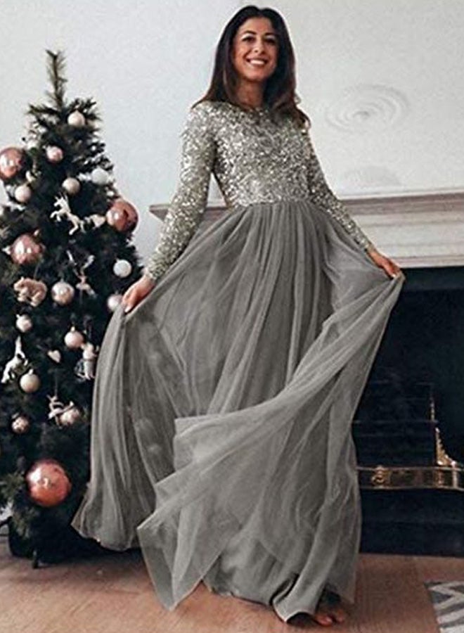 Sequins Detail Maxi Dress Grey  - Image 2