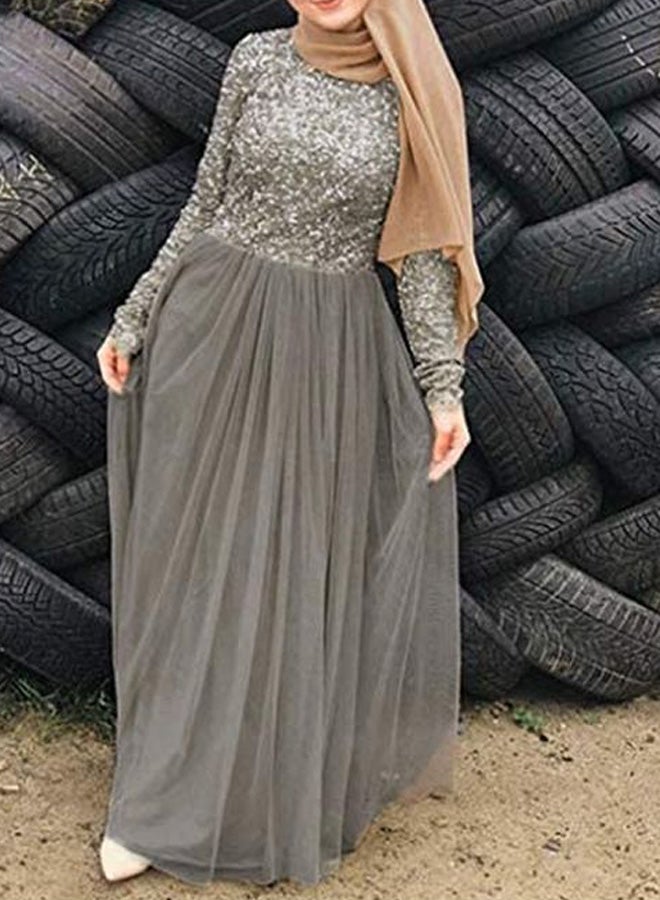 Sequins Detail Maxi Dress Grey  - Image 3