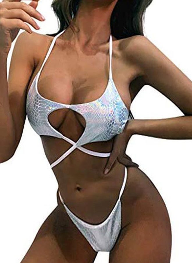2-Piece Bandeau Bandage Bikini Set White  - Image 1