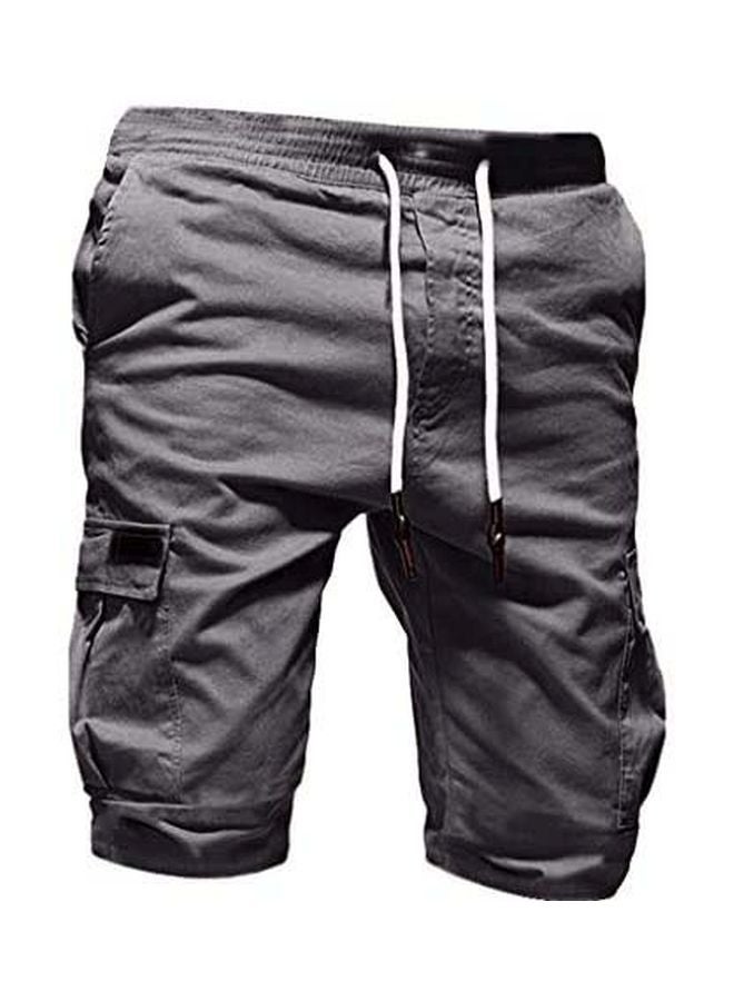Solid Drawstring Closure Shorts Grey - Image 1