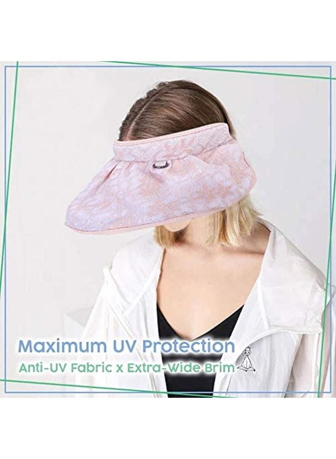 Floral Embroidered Visor Caps Pink - Image 2
