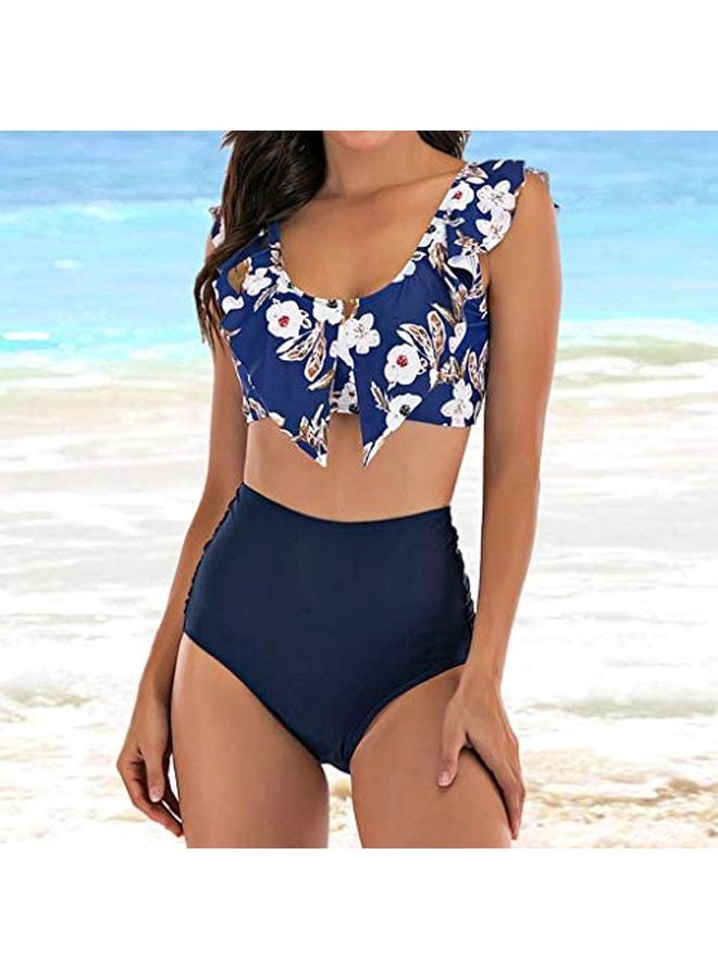 2-Piece Floral Bikini Set Blue/White - Image 2