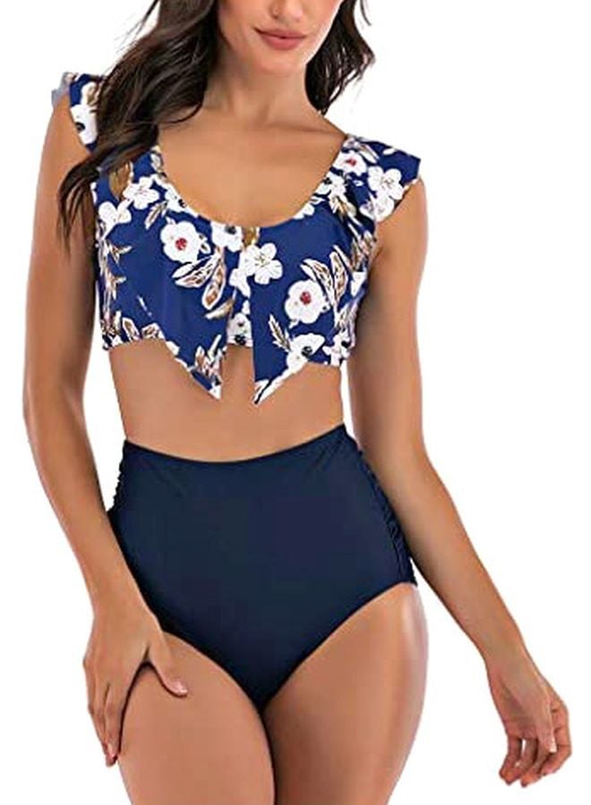 2-Piece Floral Bikini Set Blue/White - Image 1