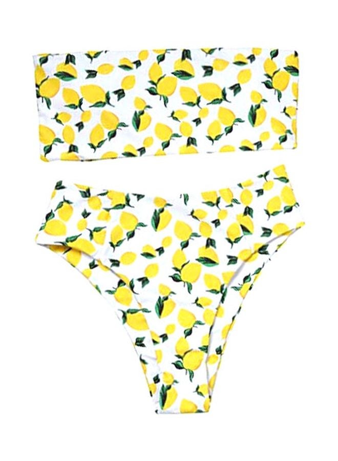 2-Piece Fruit Printed Bikini Set White/Yellow/Green - Image 1