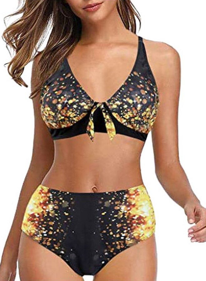 2-Piece Printed Bikini Set Black/Gold - Image 1