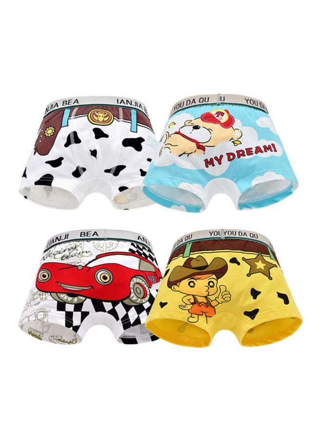 طقم شورتات مطبوعة من 4 قطع أصفر/أبيض/أزرق