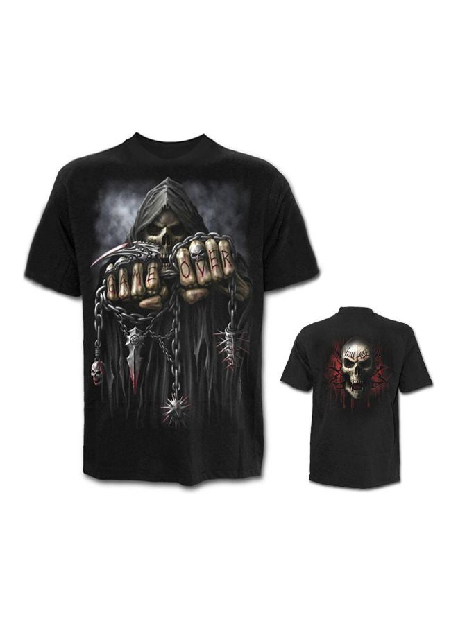 3D Skull Printed T-Shirt Black/Grey/Gold  - Image 2