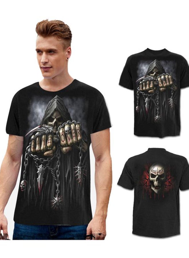 3D Skull Printed T-Shirt Black/Grey/Gold  - Image 4