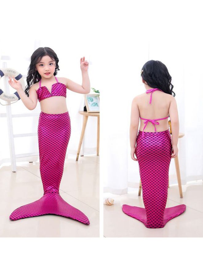 طقم ملابس سباحة بتصميم حورية البحر مكون من قطعتين وردة حمراء - Image 2