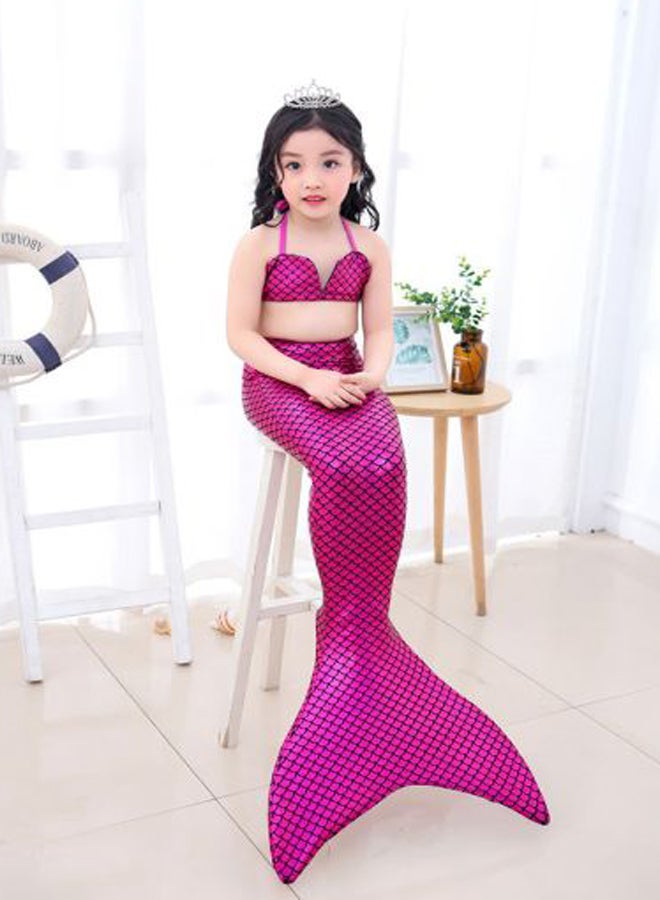 طقم ملابس سباحة بتصميم حورية البحر مكون من قطعتين وردة حمراء - Image 3