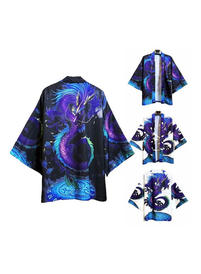 Dragon Printed Kimono Blue/Black/Purple - Image 4
