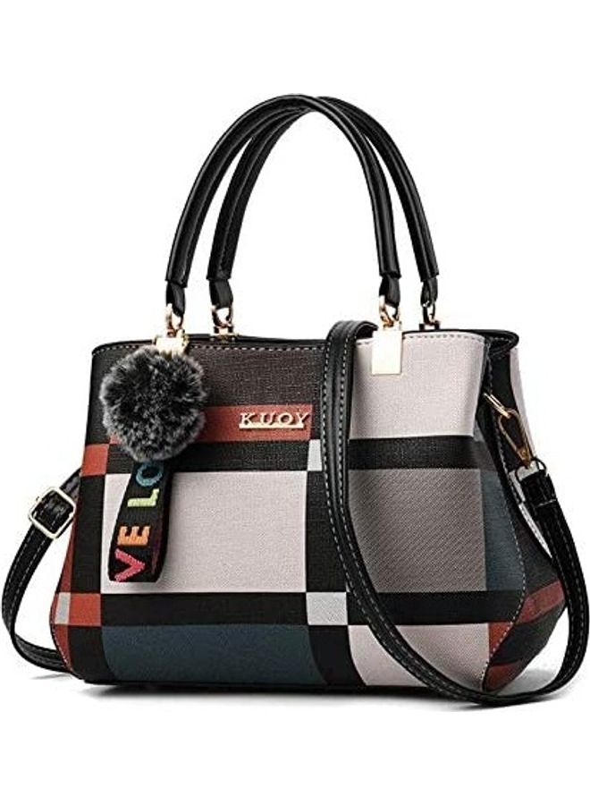 Stylish Check Pattern Handbag Multicolour - Image 1