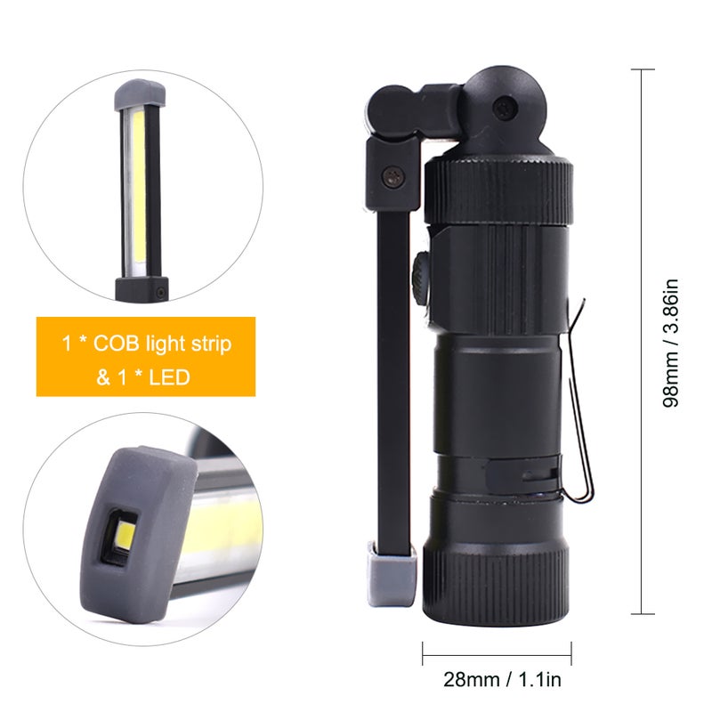 LEDs Flashlight Foldable Working Light Black 10.80*4.00*8.00cm - Image 2