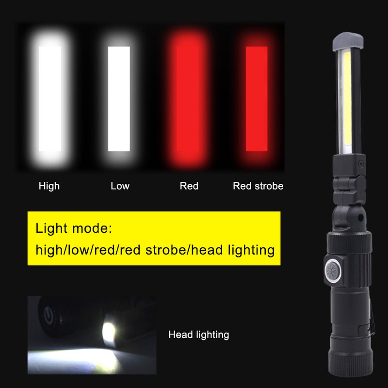 LEDs Flashlight Foldable Working Light Black 10.80*4.00*8.00cm - Image 4