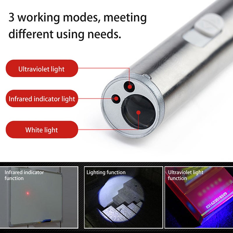 Generic - Led Flashlight Mini Portable Torch Lamp Silver 11.50*1.50*1.50cm - Image 1