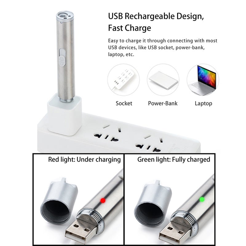 Generic - Led Flashlight Mini Portable Torch Lamp Silver 11.50*1.50*1.50cm - Image 1