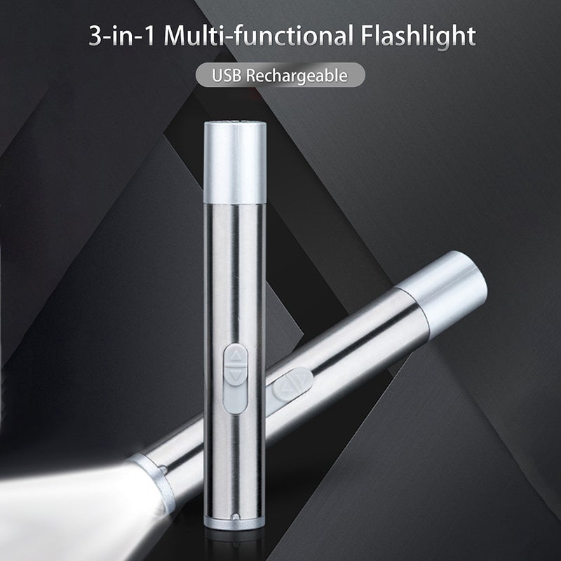 Generic - Led Flashlight Mini Portable Torch Lamp Silver 11.50*1.50*1.50cm - Image 1