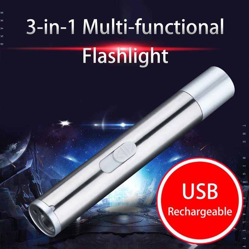 Generic - Led Flashlight Mini Portable Torch Lamp Silver 11.50*1.50*1.50cm - Image 1