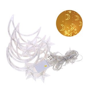 BZ1633 220v 138 Lights 6 Different Height Moon and Star Night Curtain Lights multicolour 30.00*7.00*20.00cm - v1605767567/N41897631A_1