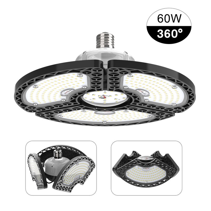مصابيح LED للمرآب بقدرة 60 وات وسطوع 7500 لومن طراز CRI80 أسود وأبيض 24.00*14.30*22.00سم  - Image 1