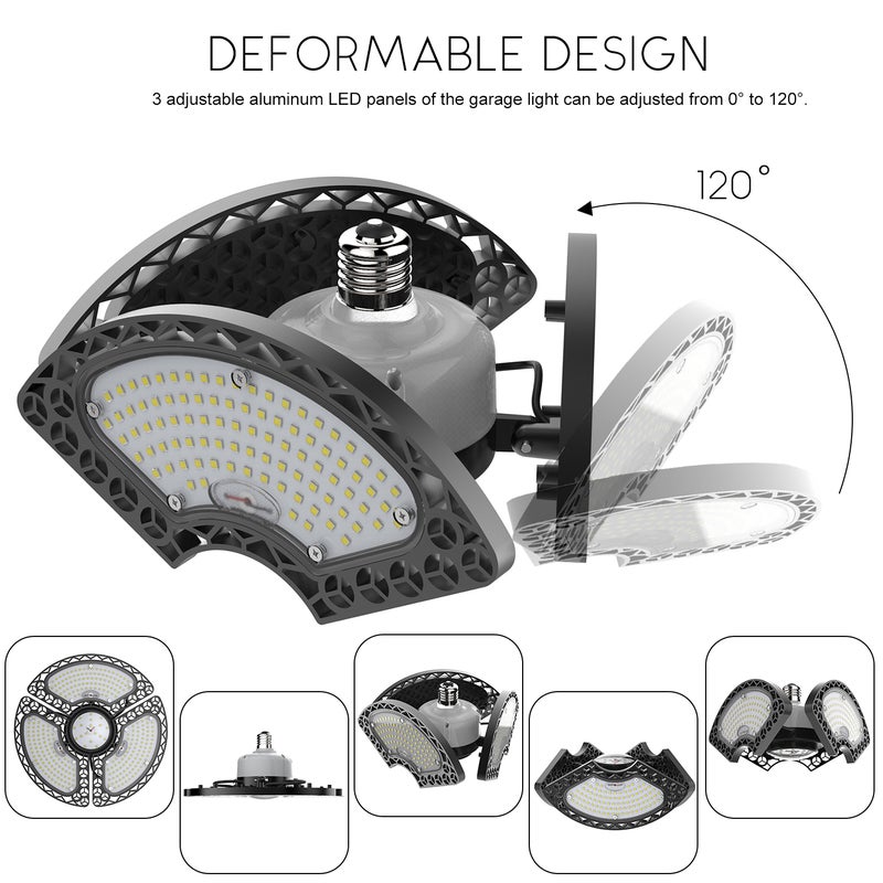 مصابيح LED للمرآب بقدرة 60 وات وسطوع 7500 لومن طراز CRI80 أسود وأبيض 24.00*14.30*22.00سم  - Image 5