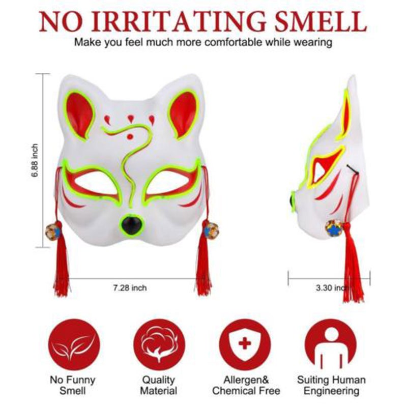 10 Colour Fox Half Face Mask Neon Lights Purple 15.00*5.50*15.00cm - Image 3