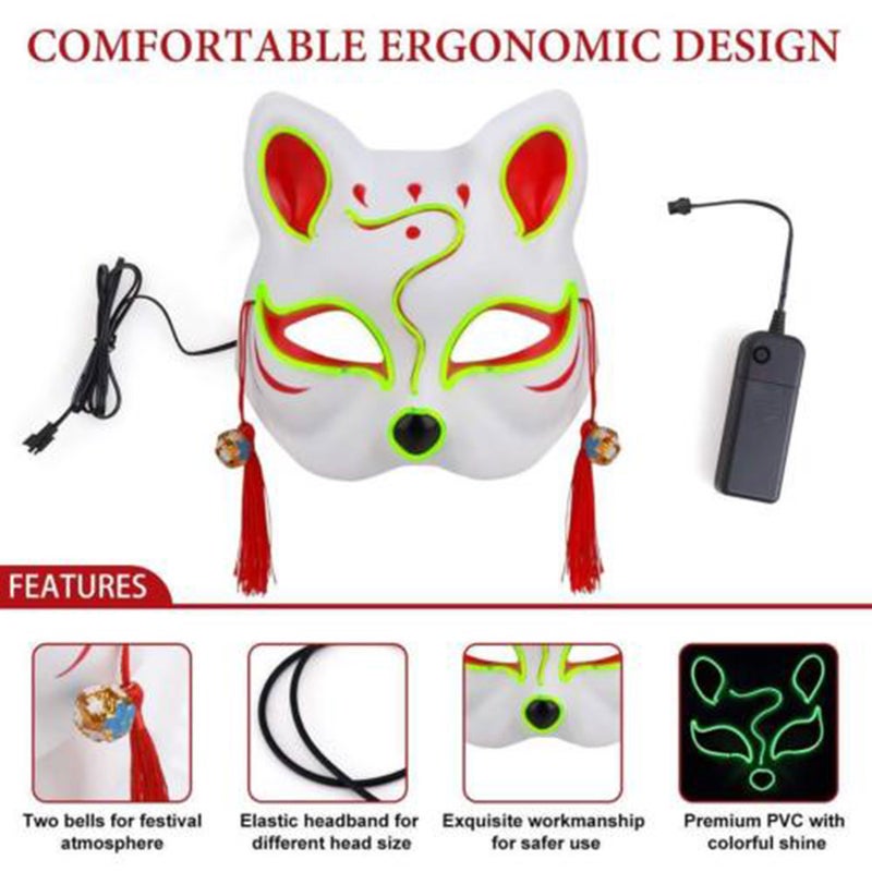 10 Colour Fox Half Face Mask Neon Lights Purple 15.00*5.50*15.00cm - Image 4