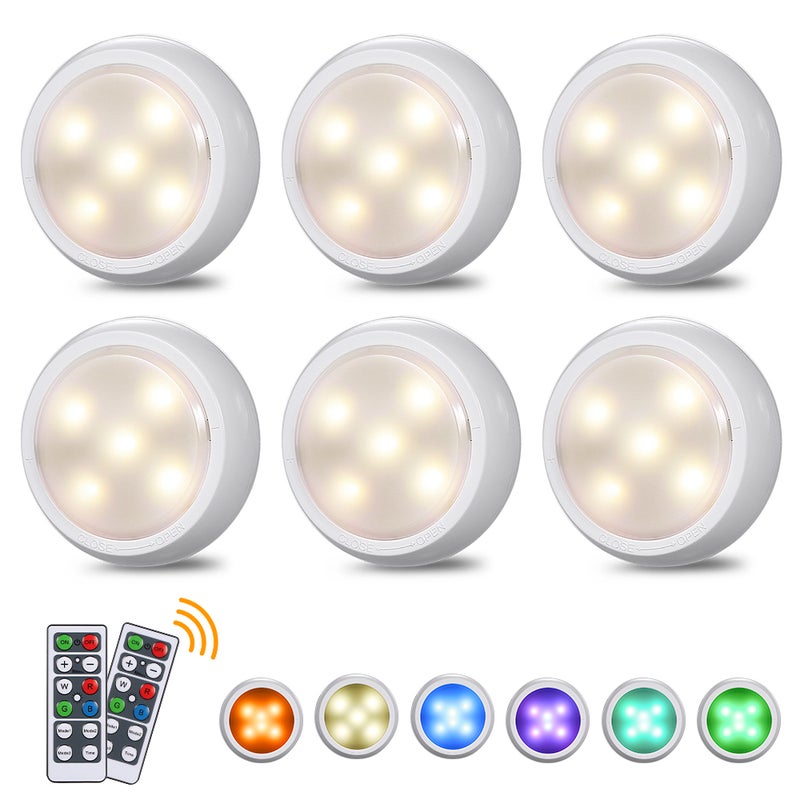 Tomshine - 6 Piece Under Cabinet Lights with Remote Control RGBW Multicolor 15.00*7.70*13.50cm - Image 1