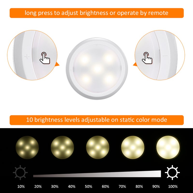 Tomshine - 6 Piece Under Cabinet Lights with Remote Control RGBW Multicolor 15.00*7.70*13.50cm - Image 1