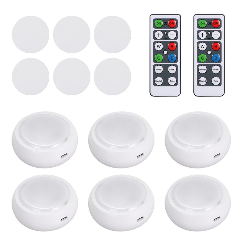 Tomshine - 6 Piece Under Cabinet Lights with Remote Control RGBW Multicolor 15.00*7.70*13.50cm - Image 1