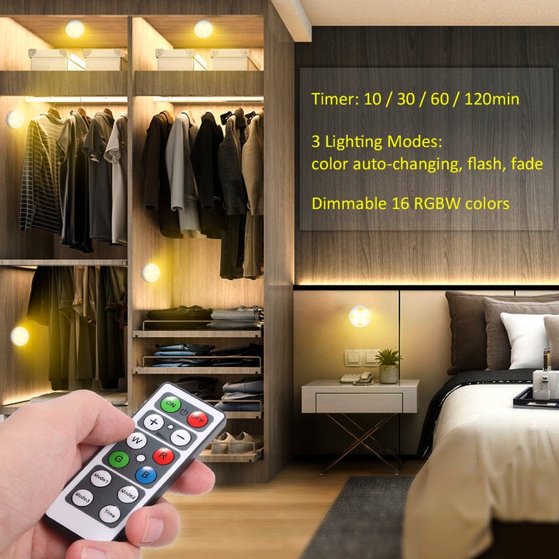 Tomshine - 6 Piece Under Cabinet Lights with Remote Control RGBW Multicolor 15.00*7.70*13.50cm - Image 1