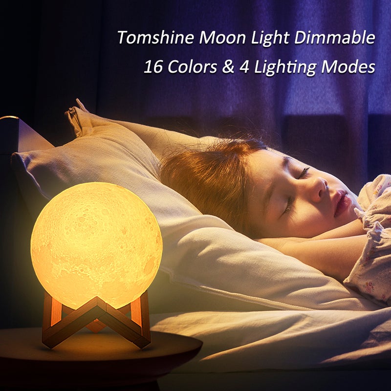 Tomshine Moon Light with Wood Stand Remote & Touching Control LEDs White  - Image 4