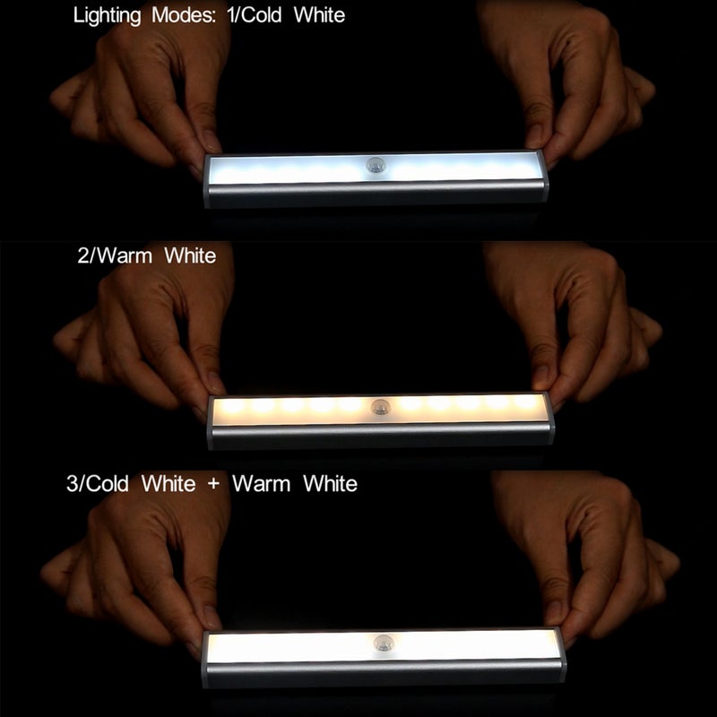 قطعتان من مصابيح إضاءة للخزانة مُزوّدة بمستشعر للحركة فضي 19.50*3.60*5.00سم - Image 3