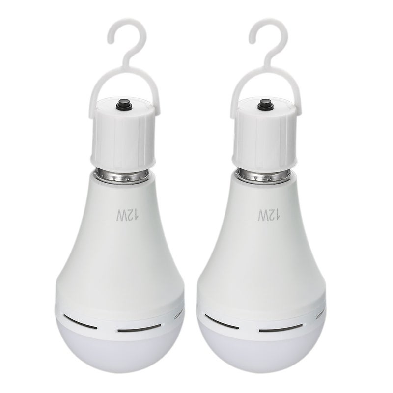 Generic Pack of 2 Multifunctional Rechargeable 6W Emergency LED Light Bulbs 60W multicolour 15.00*6.70*13.40cm  - Image 1