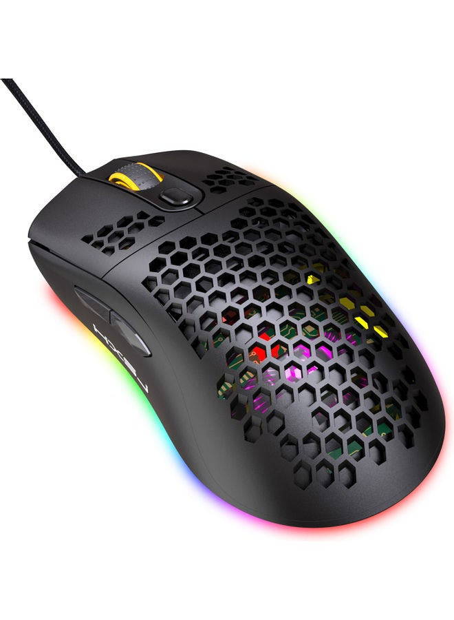 HXSJ - HXSJ X600 Programming Gaming Mouse USB Wired Gaming Mouse Rgb Lighting Mouse with Six Adjustable DPI For Desktop Laptop Black - Image 1