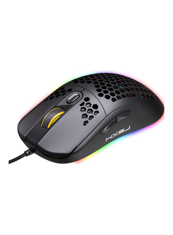 HXSJ - HXSJ X600 Programming Gaming Mouse USB Wired Gaming Mouse Rgb Lighting Mouse with Six Adjustable DPI For Desktop Laptop Black - Image 1