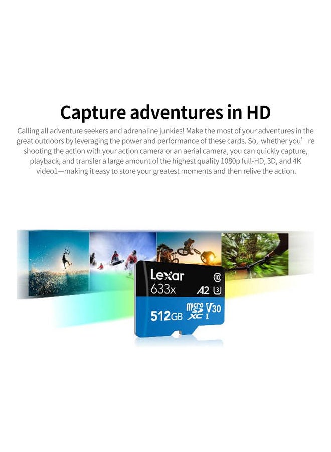 Lexar - Lexar 633x 512GB TF Card High-performance Micro SD Card Class10 U3 A2 V30 High Speed TF Card For Phone Camera Dashcam 512 GB - Image 1