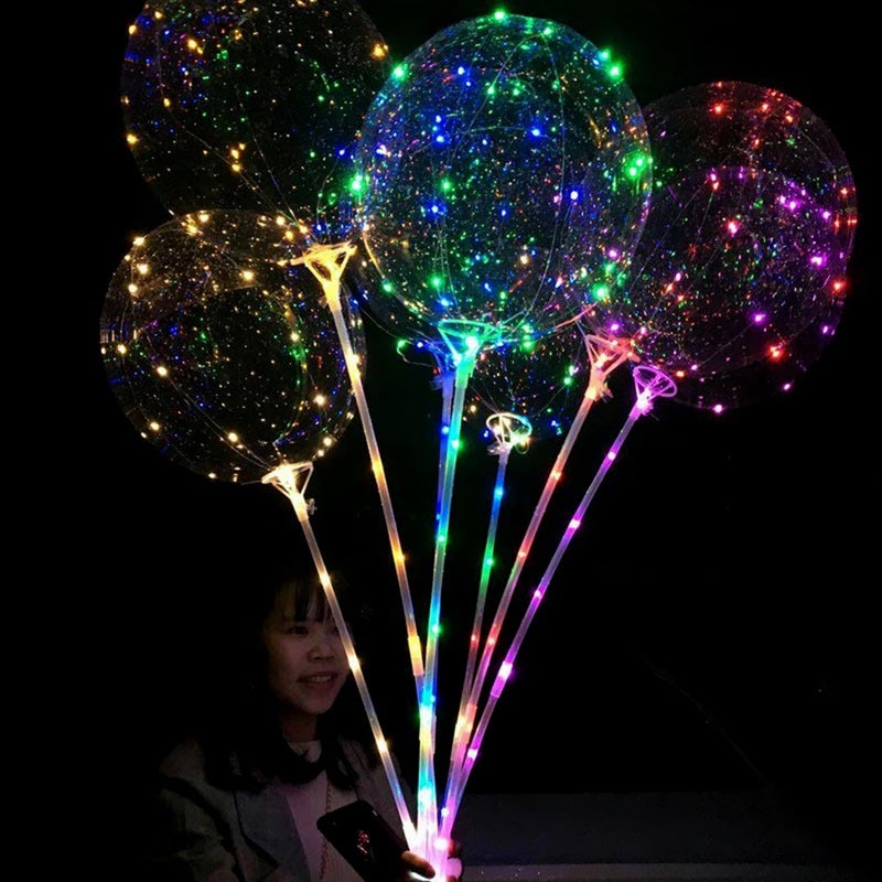 مجموعة من 3 بالونات بوبو بإضاءة LED مقاس 18 بوصة متعدد الألوان 80.00*6.00*8.50سم - Image 2