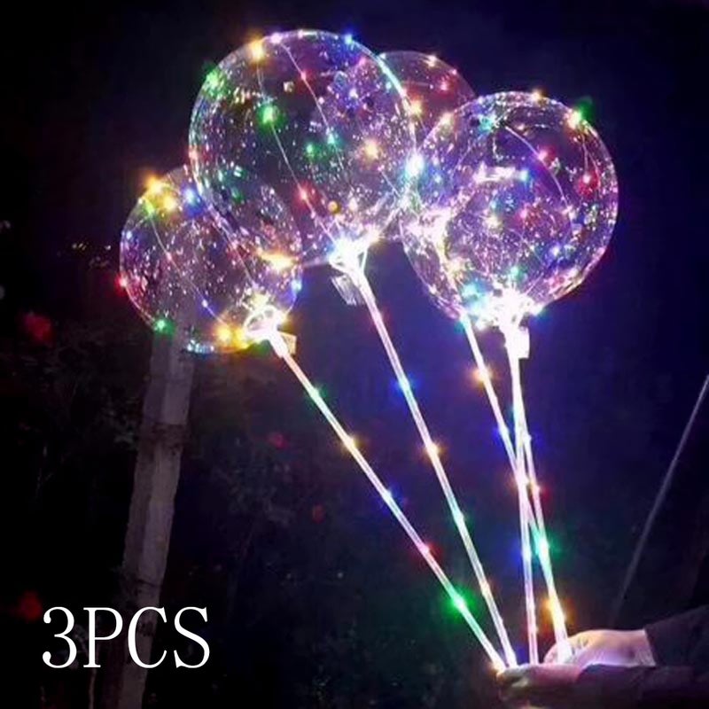 مجموعة من 3 بالونات بوبو بإضاءة LED مقاس 18 بوصة متعدد الألوان 80.00*6.00*8.50سم - Image 1