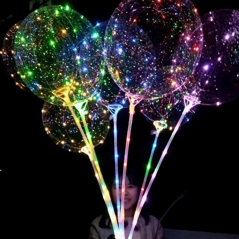 مجموعة من 3 بالونات بوبو بإضاءة LED مقاس 18 بوصة متعدد الألوان 80.00*6.00*8.50سم - Image 3