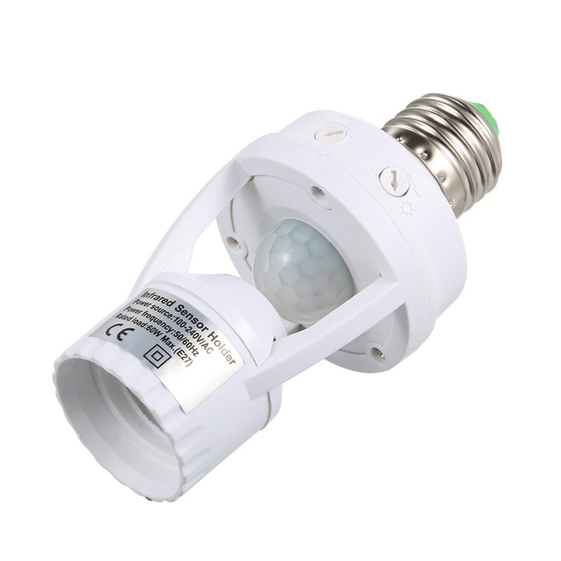 مقبس قاعدة مصباح LED مع جهاز استشعار حساس بالحركة بالأشعة تحت الحمراء السلبية طراز E27 متعدد الألوان 15.50*6.30*7.00سم  - Image 1