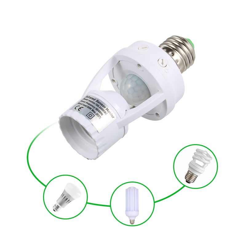 مقبس قاعدة مصباح LED مع جهاز استشعار حساس بالحركة بالأشعة تحت الحمراء السلبية طراز E27 متعدد الألوان 15.50*6.30*7.00سم  - Image 4