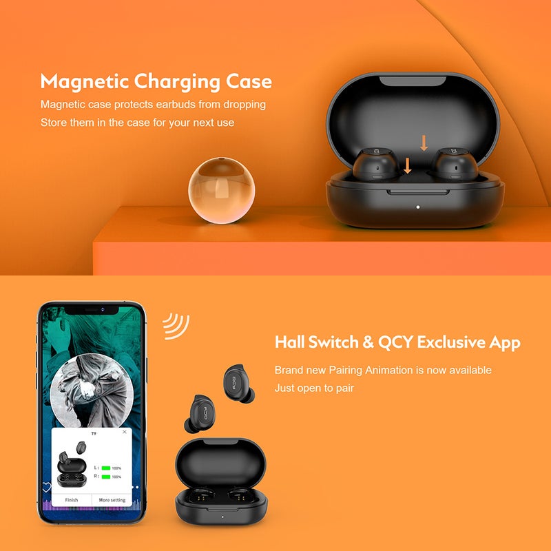 كيو سي واي سماعات T9 باتصال بلوتوث وتقنية TWS أسود - Image 4
