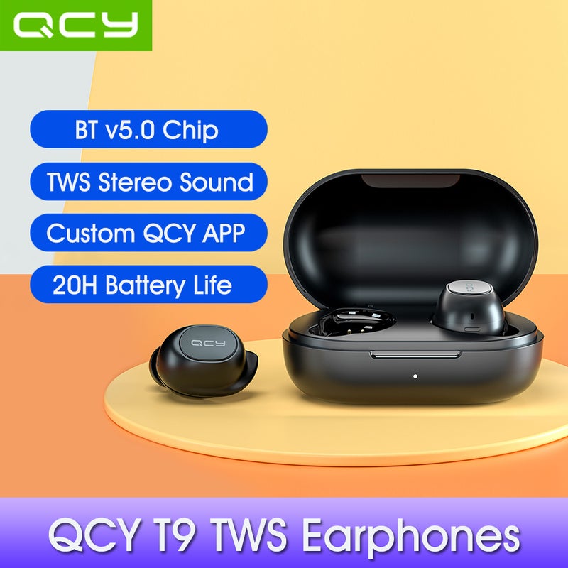 كيو سي واي سماعات T9 باتصال بلوتوث وتقنية TWS أسود - Image 1