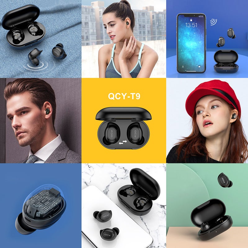كيو سي واي سماعات T9 باتصال بلوتوث وتقنية TWS أسود - Image 5